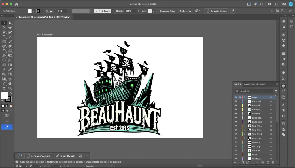 Layered Adobe Illustrator file for logo animation
