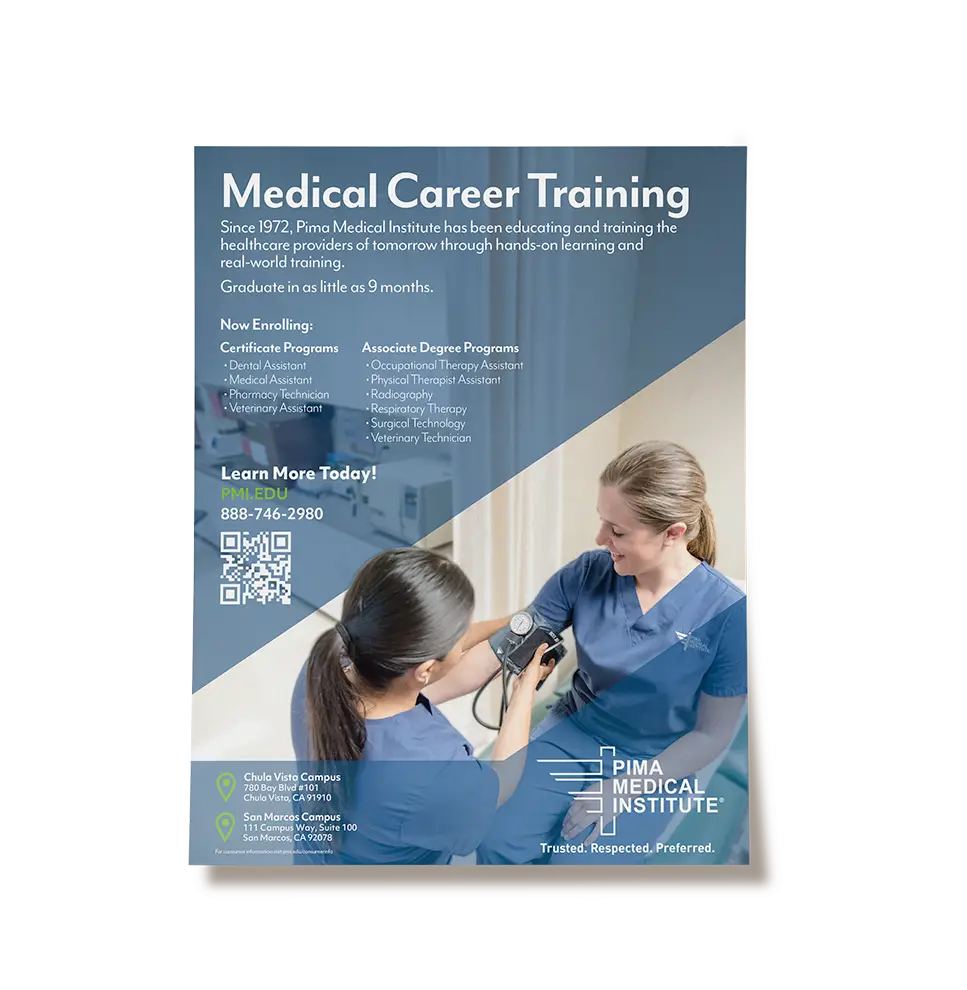 Hometown heroes magazine ad for pima medical institute.