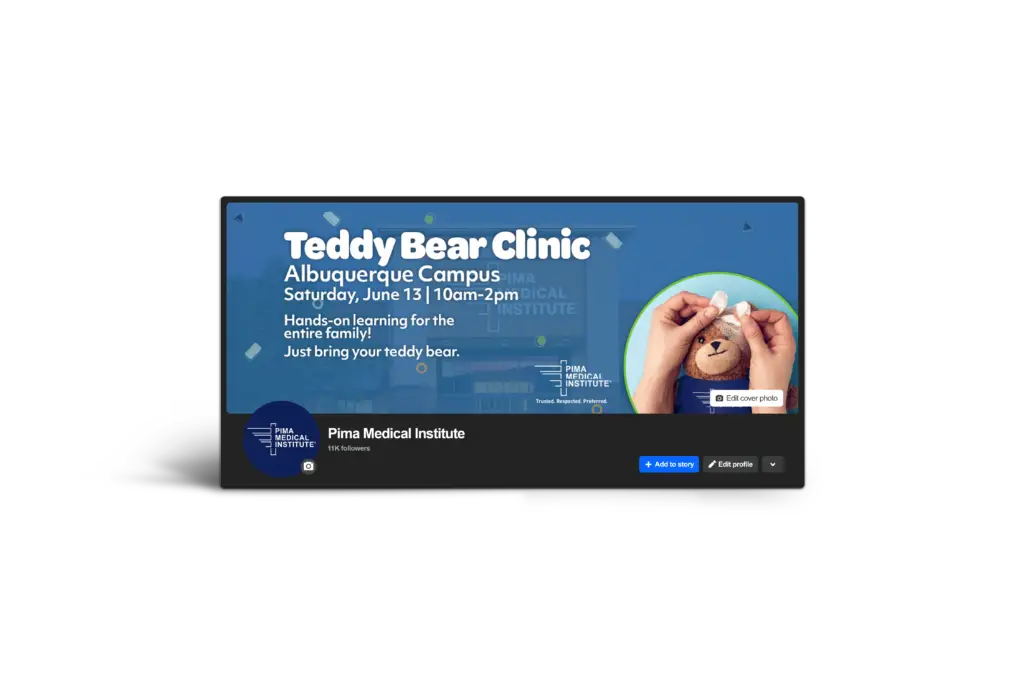 Teddy Bear Clinic Facebook cover photo mockup