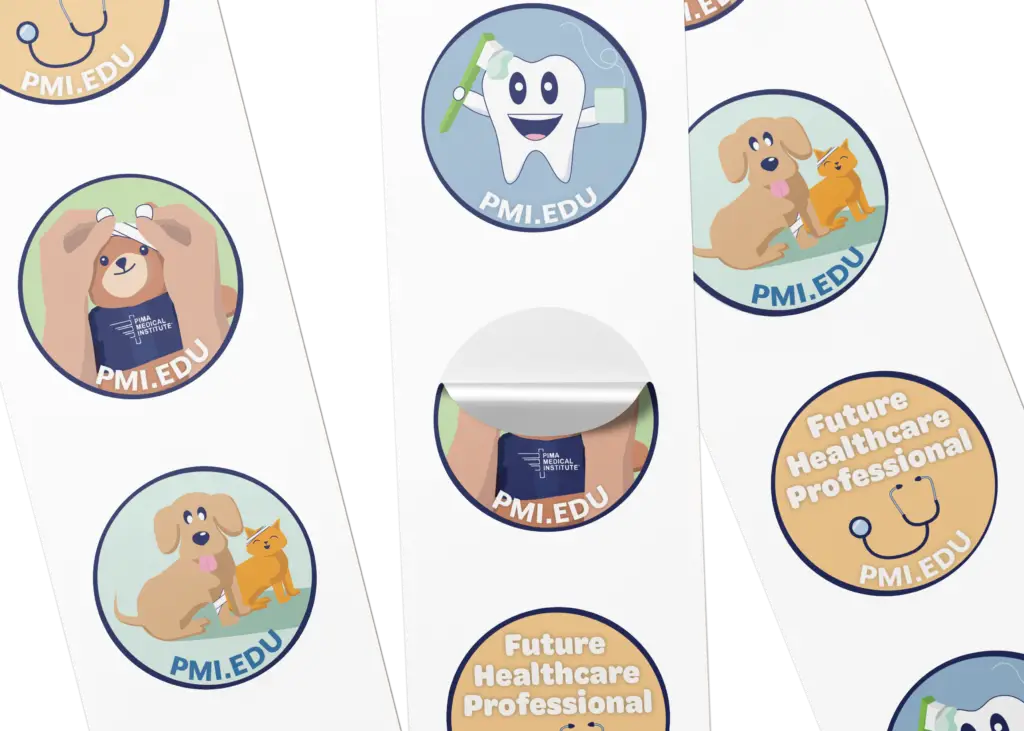 Mockup of stickers made for Teddy Bear Clinic